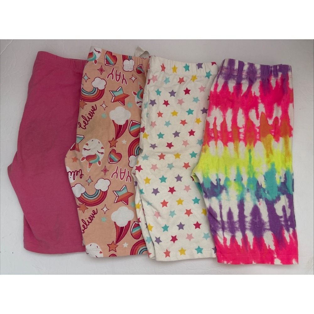 Girls Lot of 4 Bike Shorts Childrens Place Cotton Spandex Pink Tie Dye Sz 10 12
